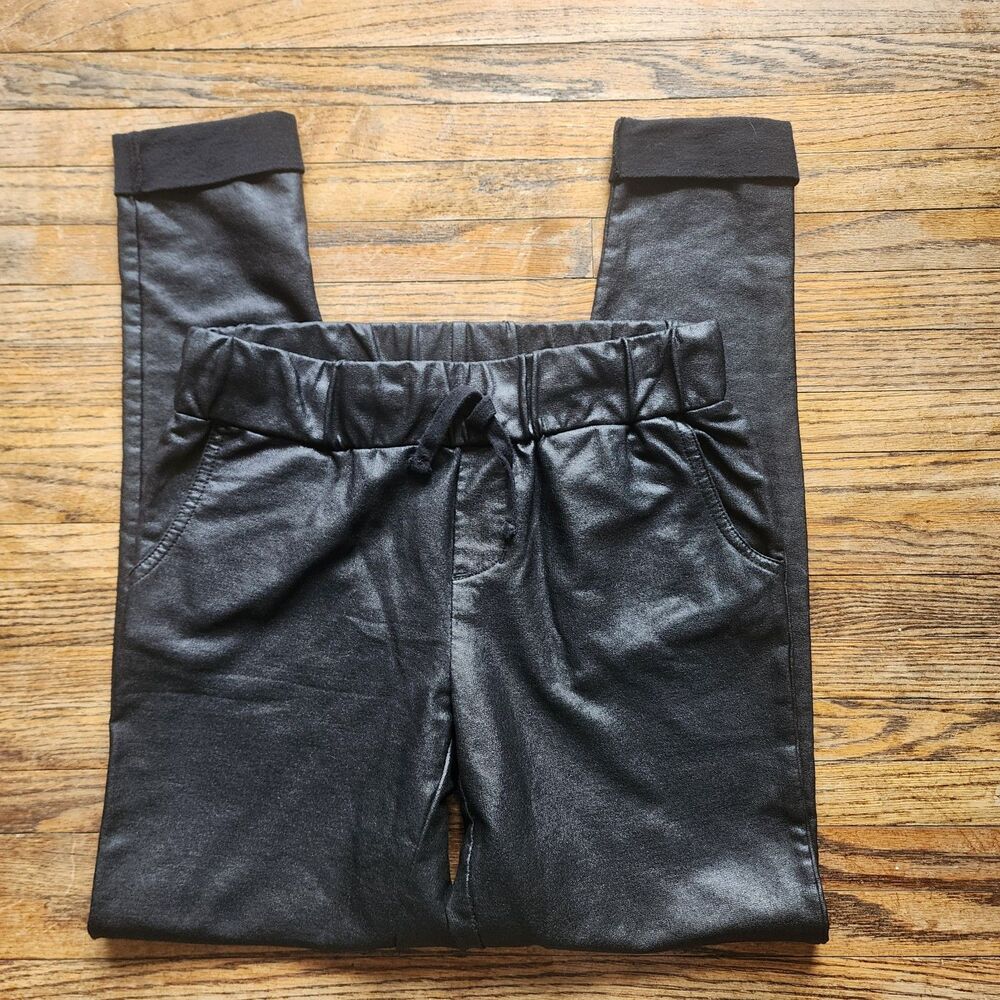 Joe Boxer Womens Black Faux Leather Joggers Size Small Urban Streetwear Edgy Y2K